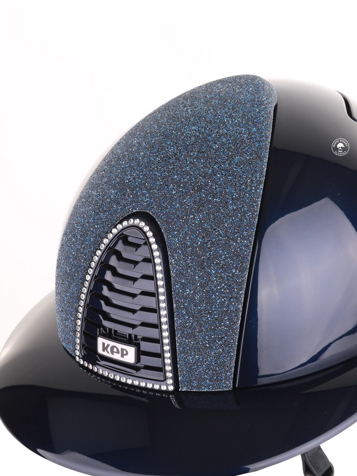 Kep Italia Paardrijhelm Cromo 2.0 Polish Polo Klep Blauw Swarovski Frame Vanity Insert