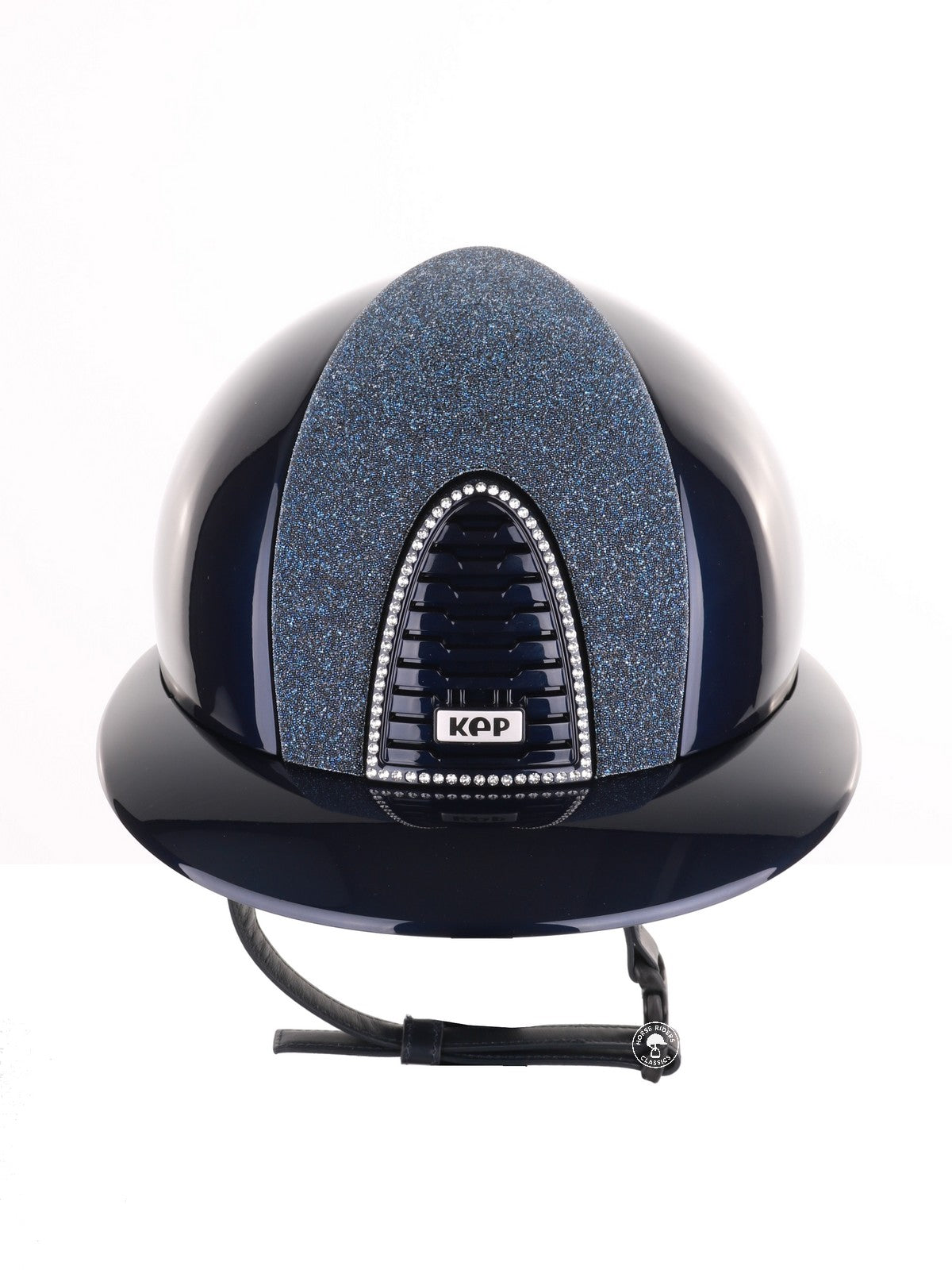 Kep Italia Paardrijhelm Cromo 2.0 Polish Polo Klep Blauw Swarovski Frame Vanity Insert