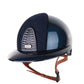 Kep Italia Paardrijhelm Cromo 2.0 Shine Polo Klep Blauw RAW Frame Suede Blue Insert Beige Kinband