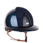 Kep Italia Paardrijhelm Cromo 2.0 Shine Polo Klep Blauw RAW Frame Suede Blue Insert Beige Kinband