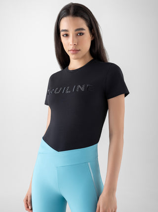 Equiline T-shirt dames Gelig Zwart