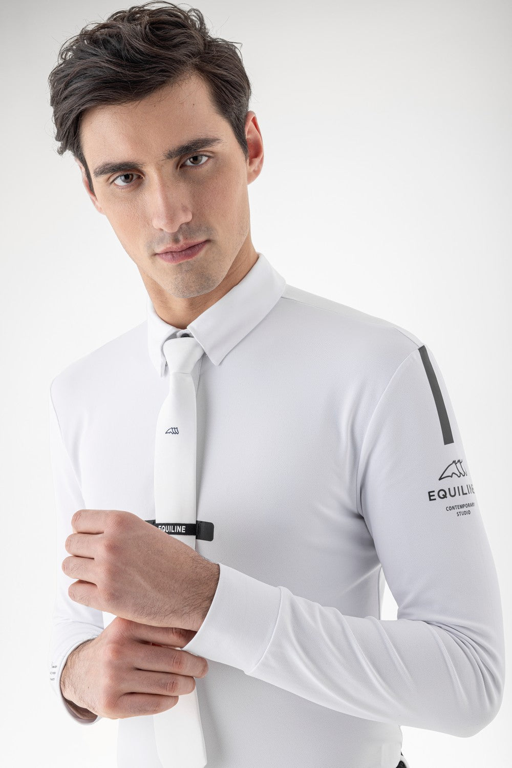 Equiline wedstrijdshirt heren lange mouwen Coonac wit