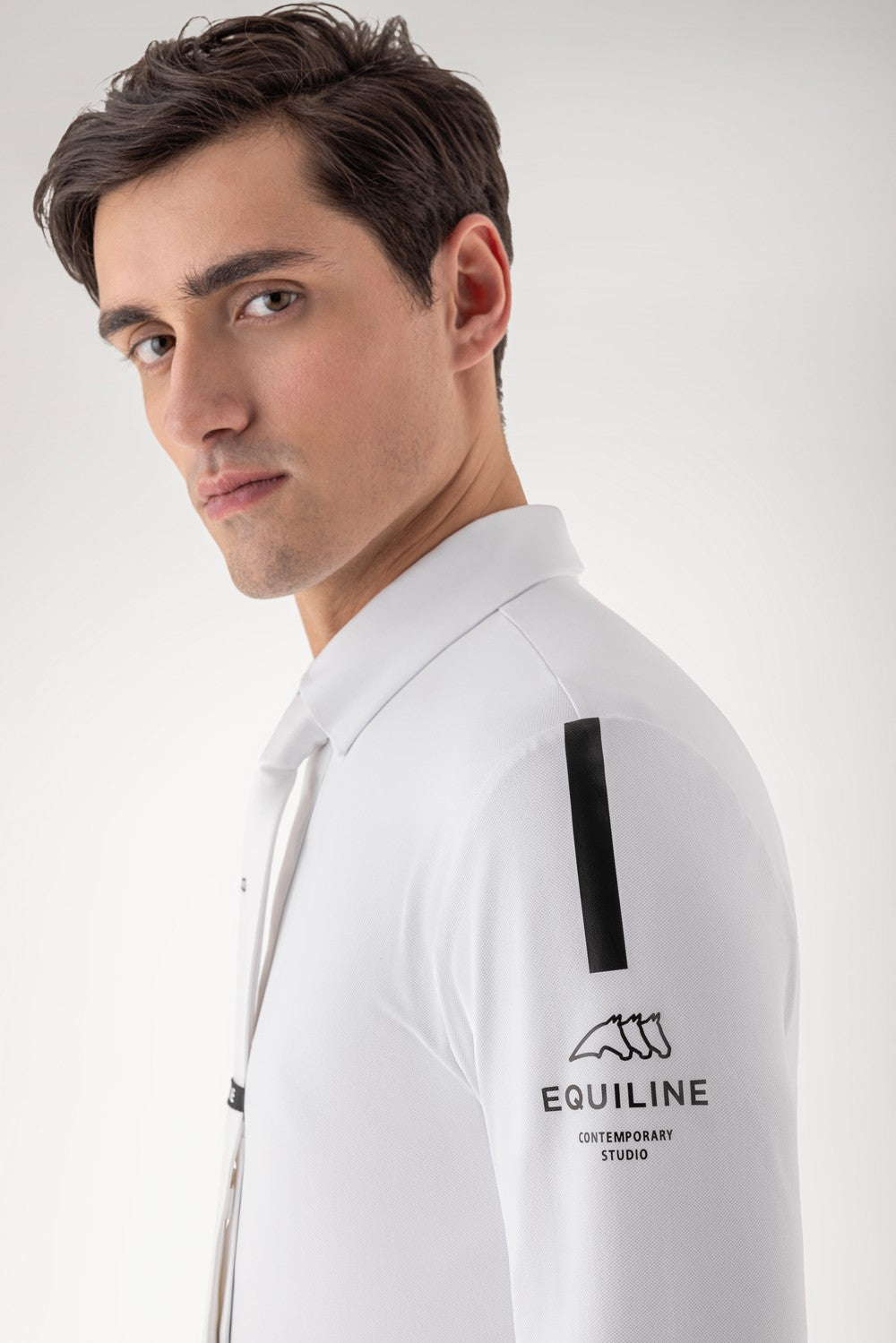 Equiline wedstrijdshirt heren lange mouwen Coonac wit