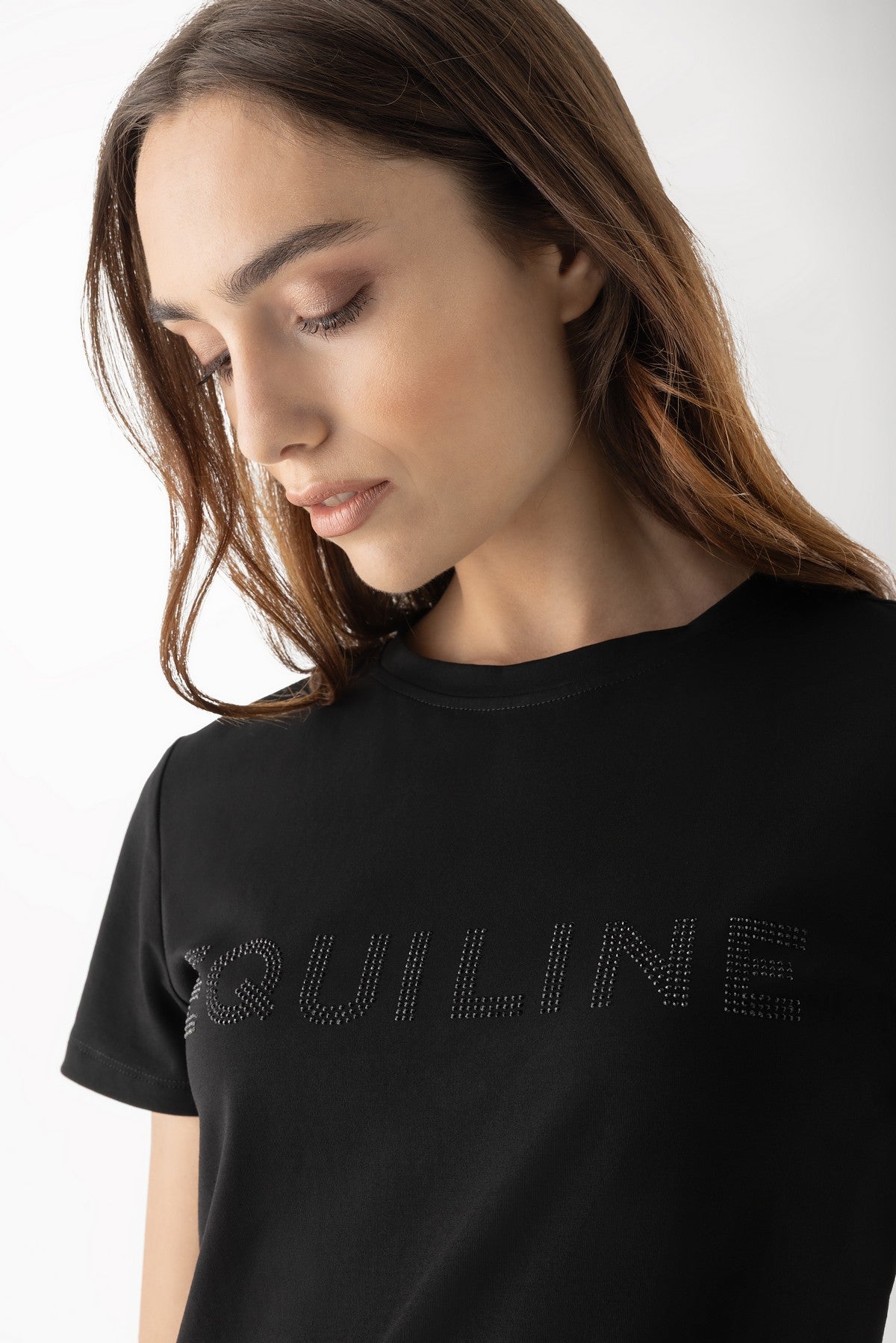 Equiline T-Shirt Dames Ronde Hals Eqgless Zwart