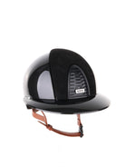 Kep Italia Paardrijhelm Cromo 2.0 Shine Polo Klep Zwart RAW Frame Suede Insert Beige Kinband