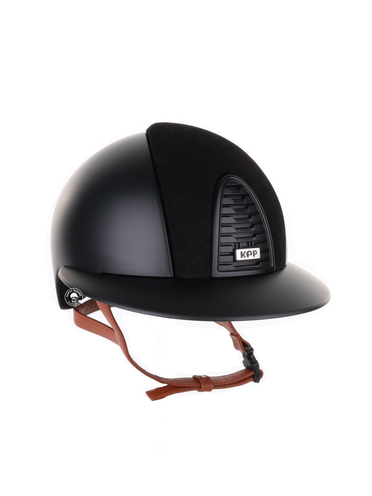 Kep Italia Paardrijhelm Cromo 2.0 Textile Polo Klep Zwart Suede Insert Beige Kinband