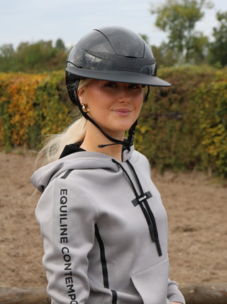 Equiline Paardrijhelm Xanto Sun Visor Gloss Strass Zwart