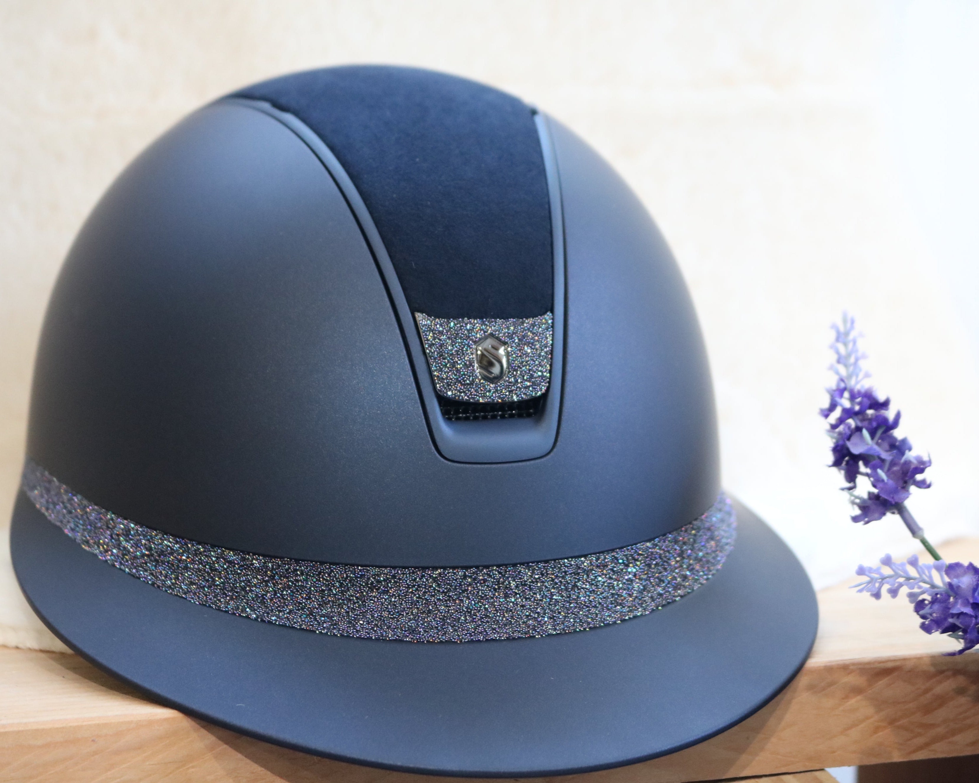 Samshield 2.0 Paardrijhelm Miss Shield Shadowmatt Alcantara Crystal Blazon FB Paradise Shine Navy