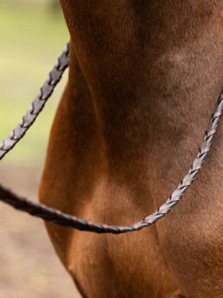 TRUST Hunter reins Braided zilveren gespen Bruin