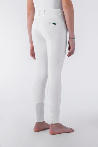 Pantalon d'équitation pour garçons avec grip aux genoux Jhoank blanc