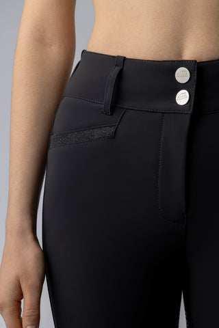 Pantalon d'équitation Equiline femme taille haute grip genoux Crystalek Noir