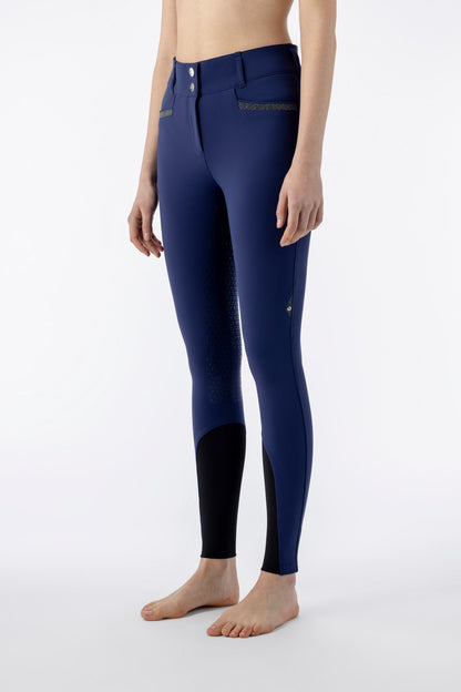 Equiline rijbroek dames knie grip hoge band Crystalek Blueberry