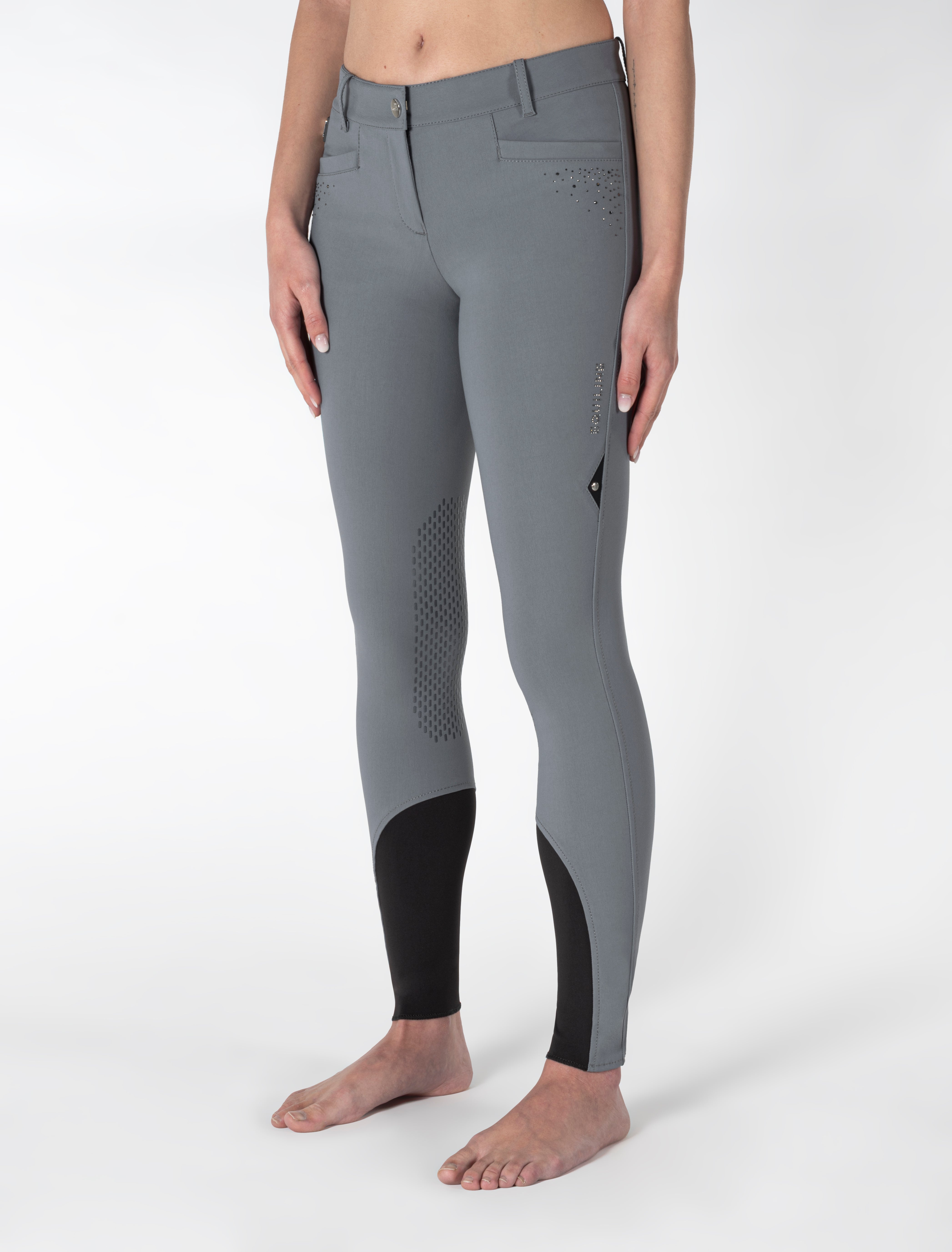 Equiline rijbroek dames knie grip Eqash Strass Stone Grey