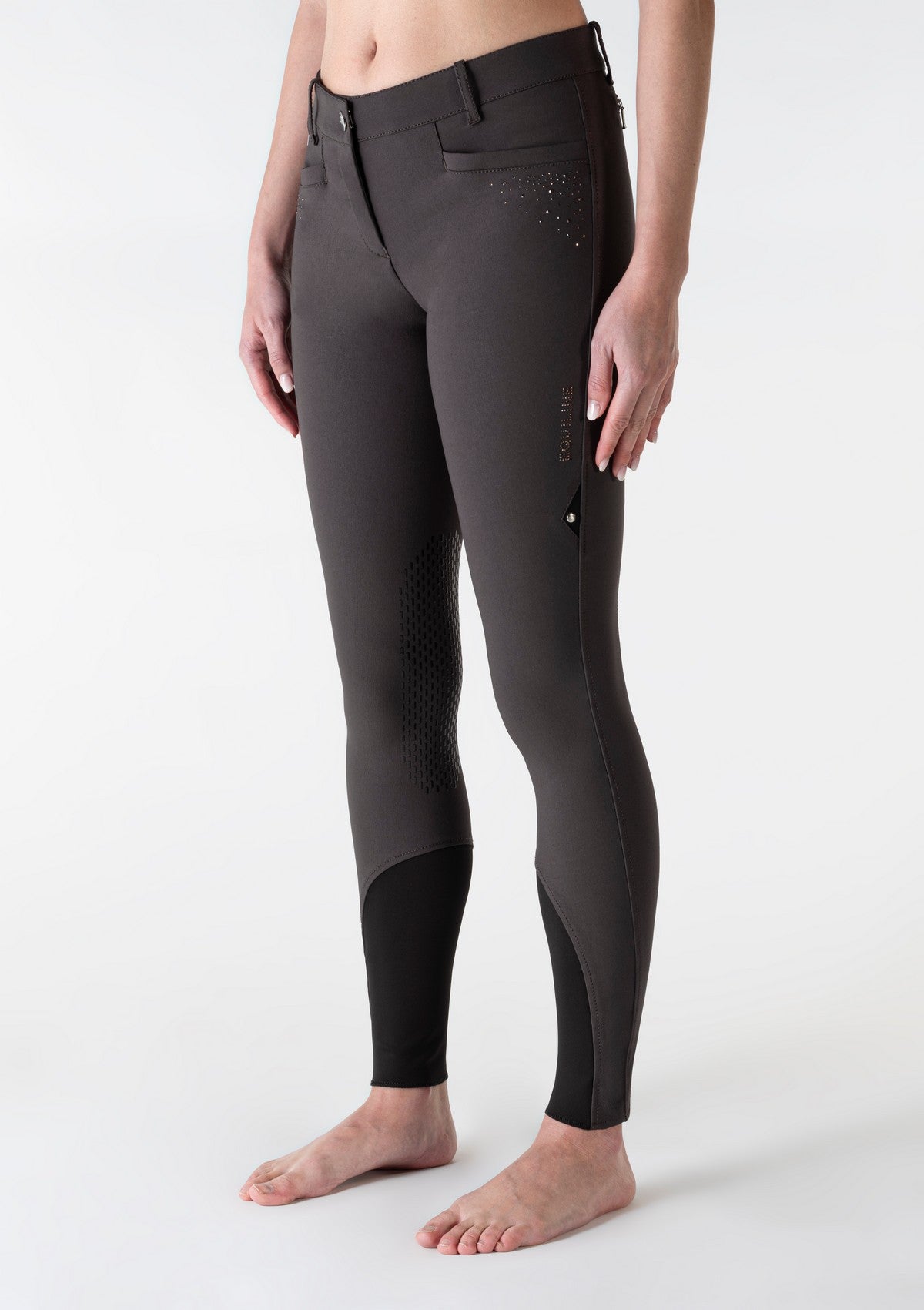 Equiline rijbroek dames knie grip Eqash Strass Dark Shadow