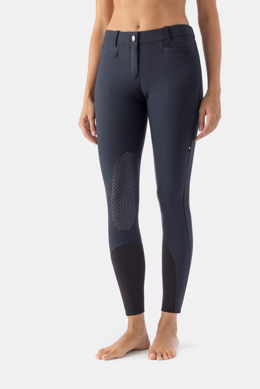 Equiline rijbroek dames knie grip Ash blauw