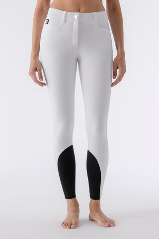 Pantalon d'équitation pour femmes Equiline avec grip aux genoux Atirk blanc