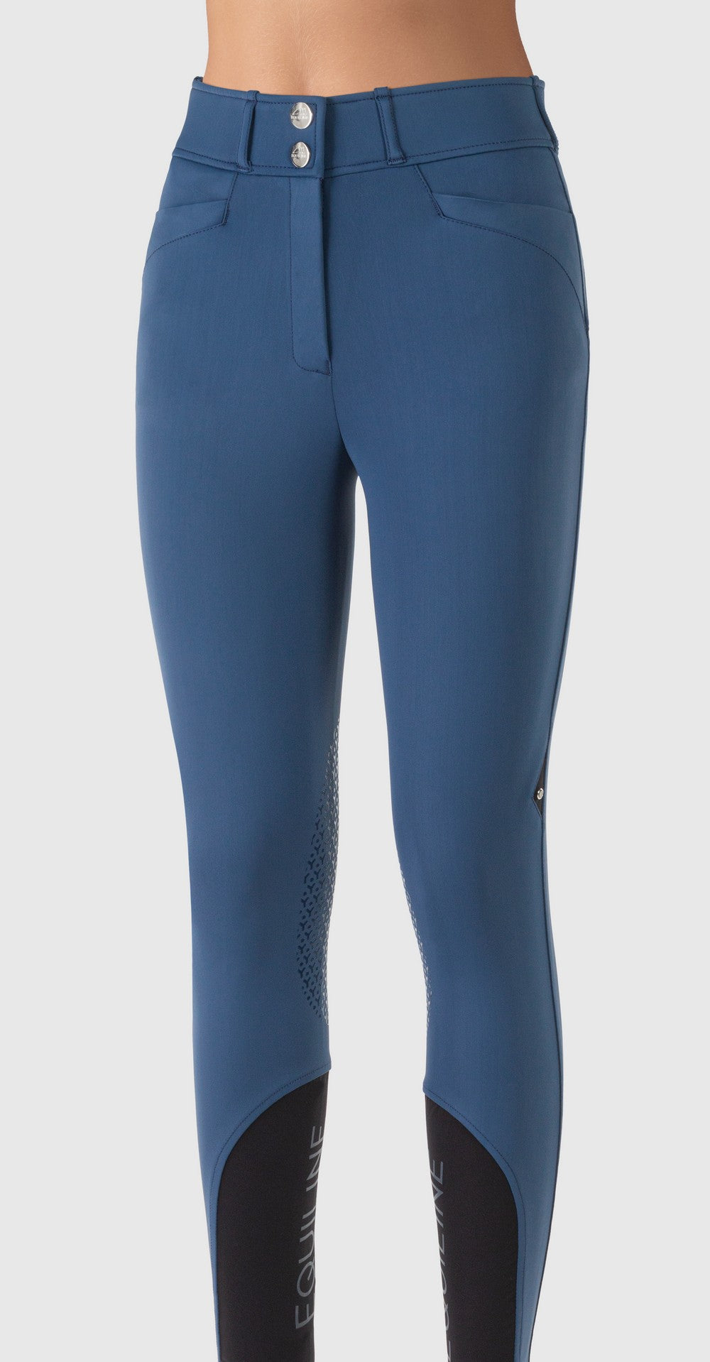 Equiline rijbroek dames knie grip hoge band Edrikh Blue Teal