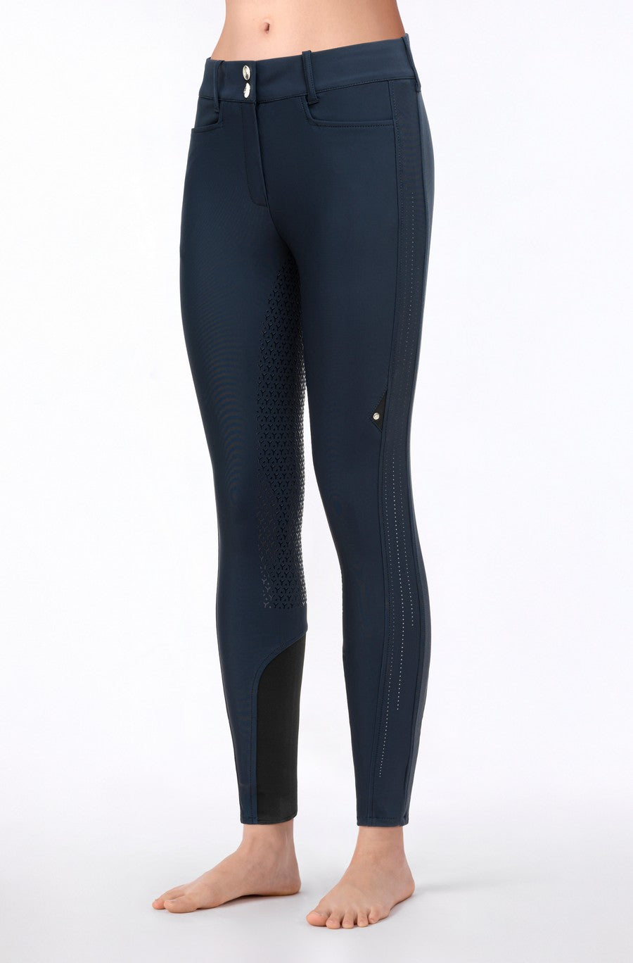 Equiline rijbroek dames hoge band full grip Endrafh Navy