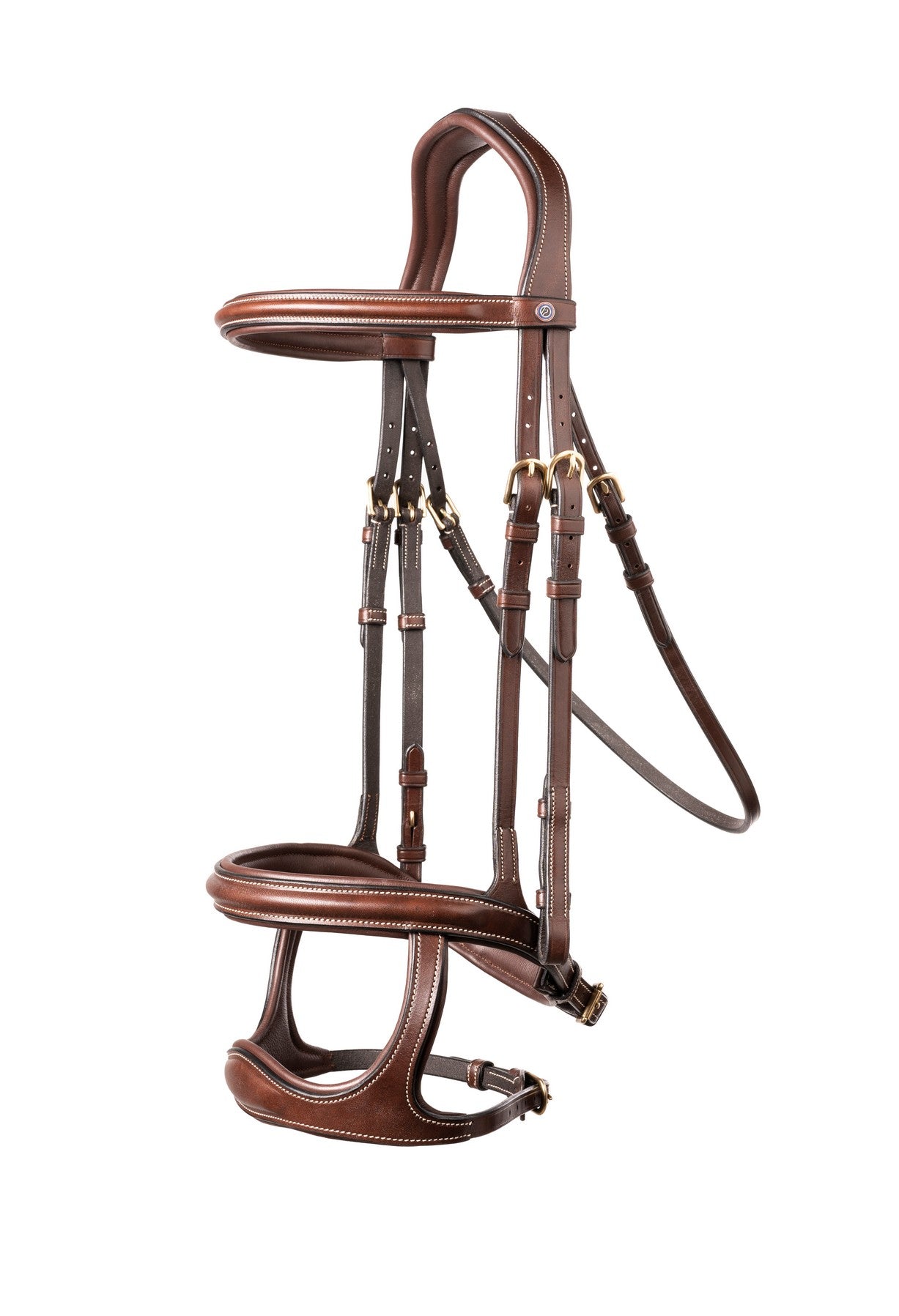 TRUST hoofdstel Paris dubbele neusriem gouden gesp Bruin Bruin