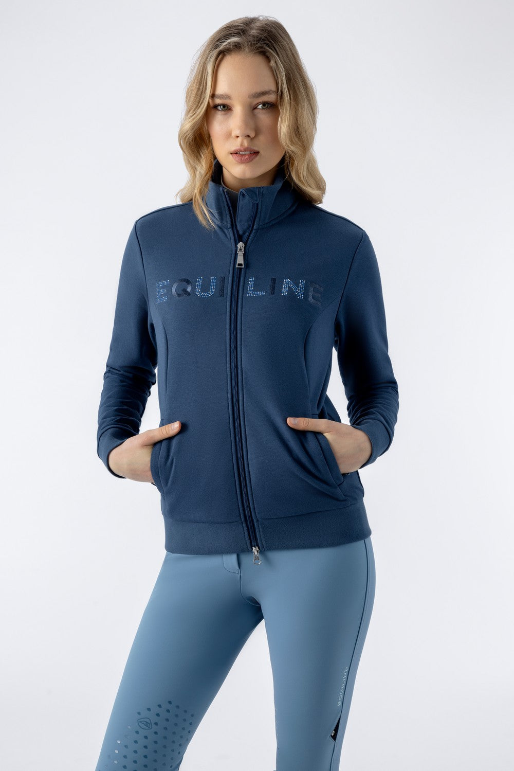 Equiline Full Zip Vest Dames Enras Dark Denim Dark Denim