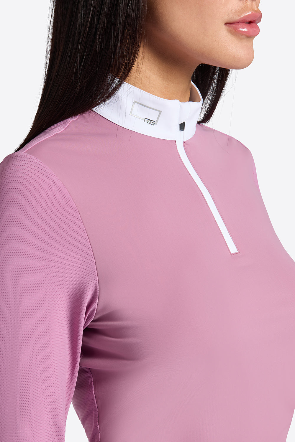 RG Maillot de compétition en jersey micro-perforé à manches longues pour femmes Rose