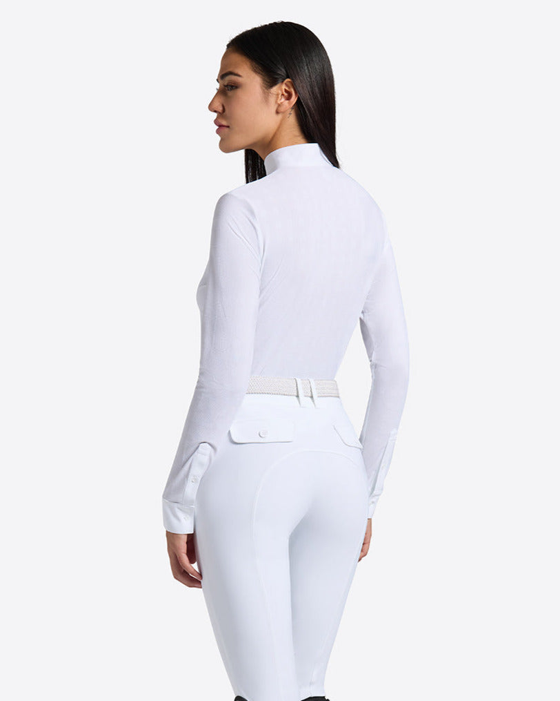 Shirt de compétition RG Jacquard manches longues femme Blanc