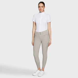 Samshield  Pantalon d'équitation Knee Grip Femme Clara à pois métalliques et bande haute Beige