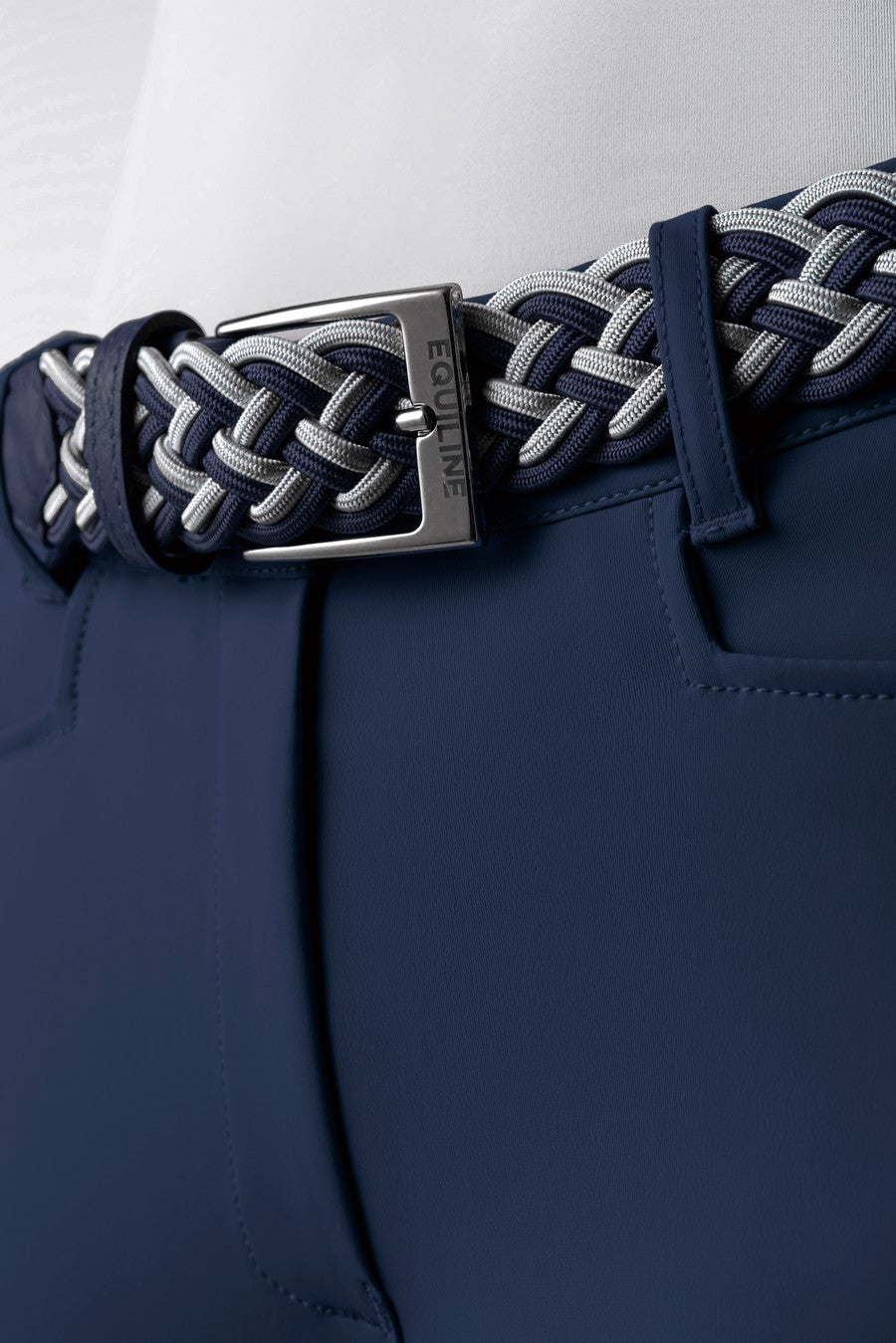 Equiline elastische gevlochten riem Egri Navy