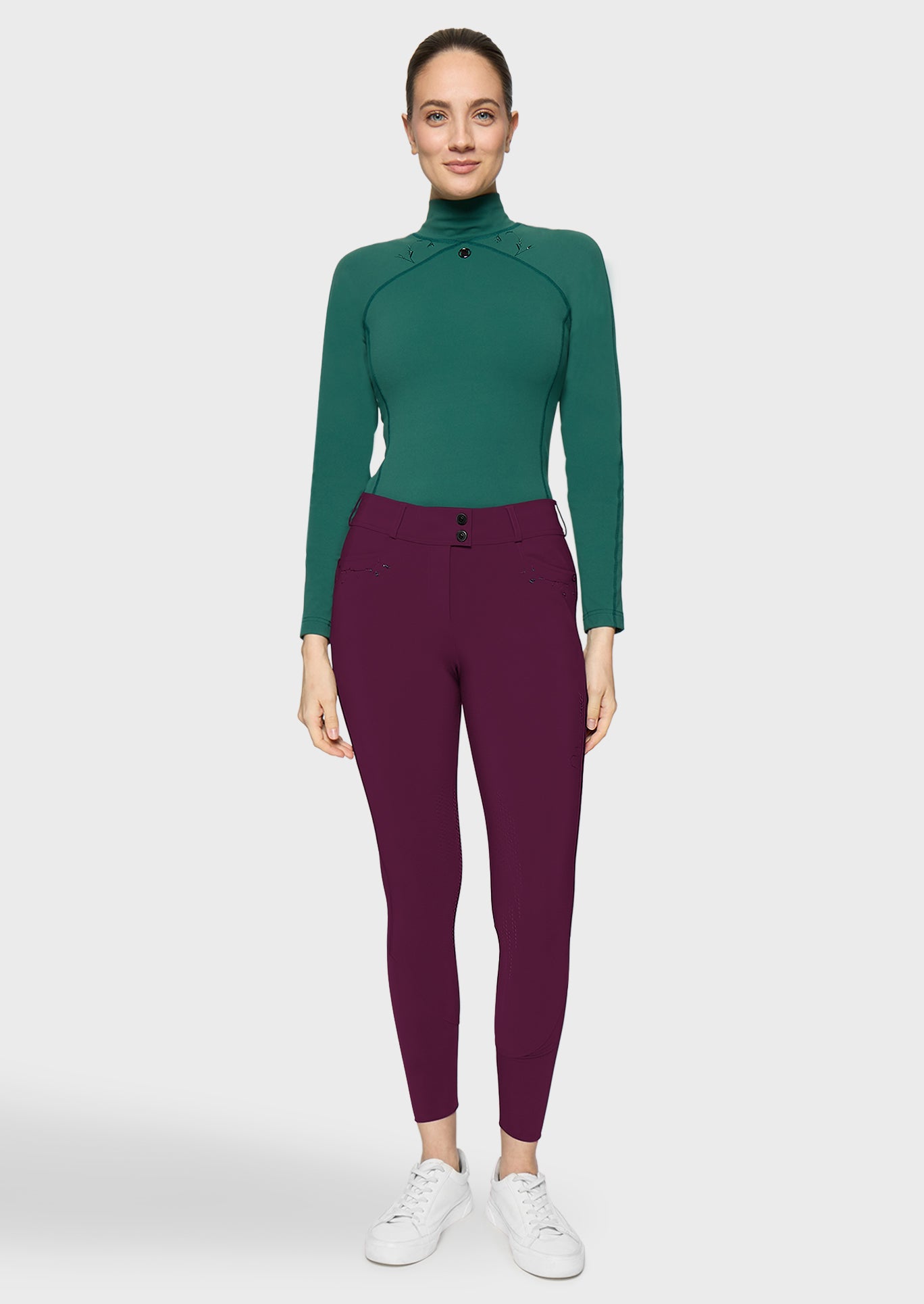 Samshield Pantalon d'Équitation Grip Genoux Femme Delice Floral Plum
