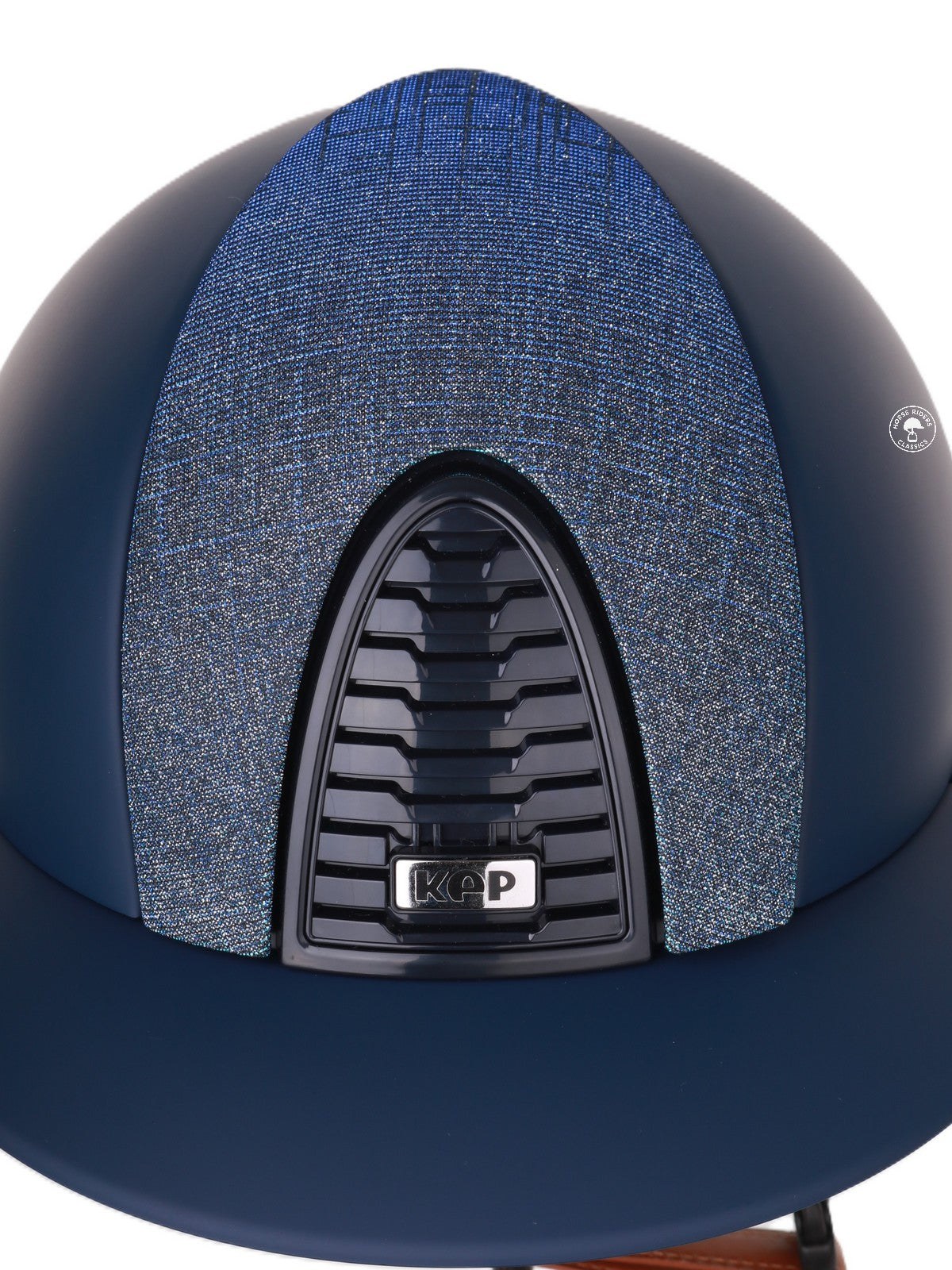 Kep Italia Paardrijhelm Cromo 2.0 Matt Polo Klep Blauw RAW Frame Galassia Light Blue Insert Beige Kinband