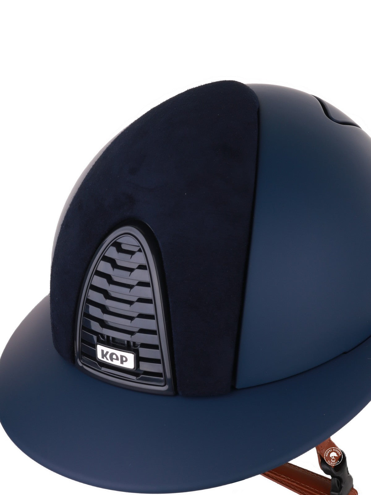 Casque Kep Italia Cromo 2.0  Matt Polo Bleu RAW Frame Suede Insert Beige Jugulaire