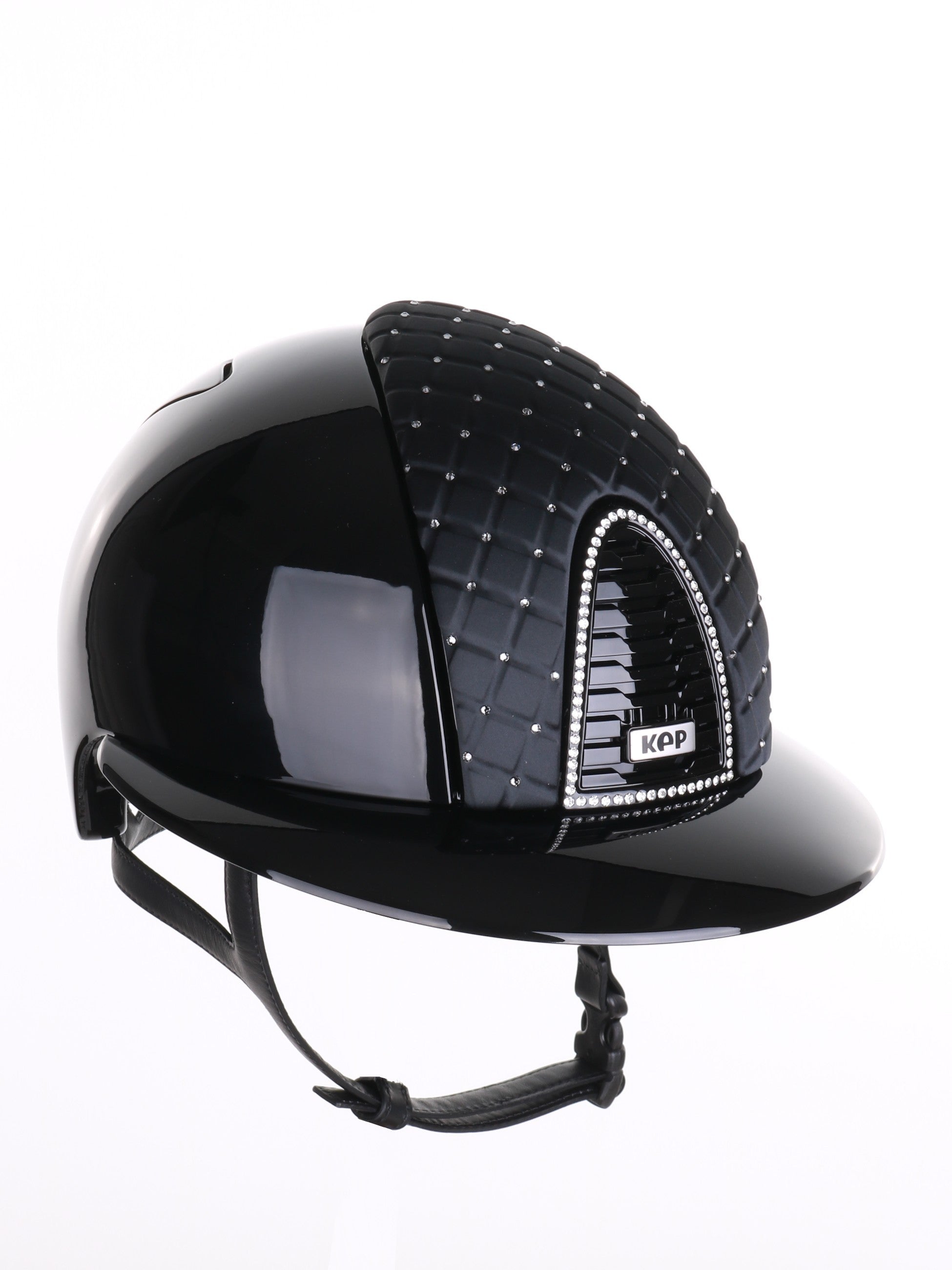 Kep Italia Paardrijhelm Cromo 2.0 Polish Polo Klep Zwart Swarovski Frame Milano Black Cross SN insert
