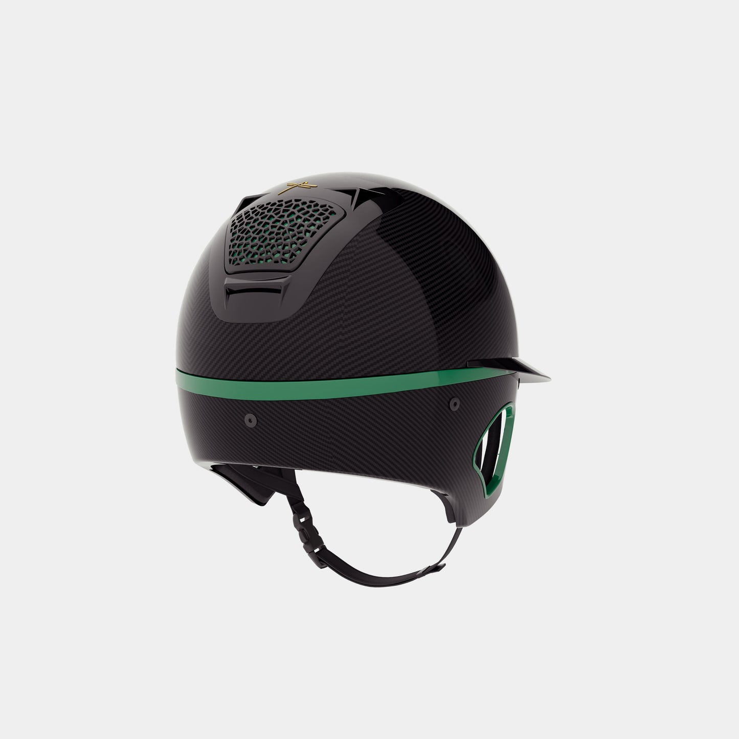 Freejump Helm Voronoï met Temple Protection Carbon Gloss Emerald Green