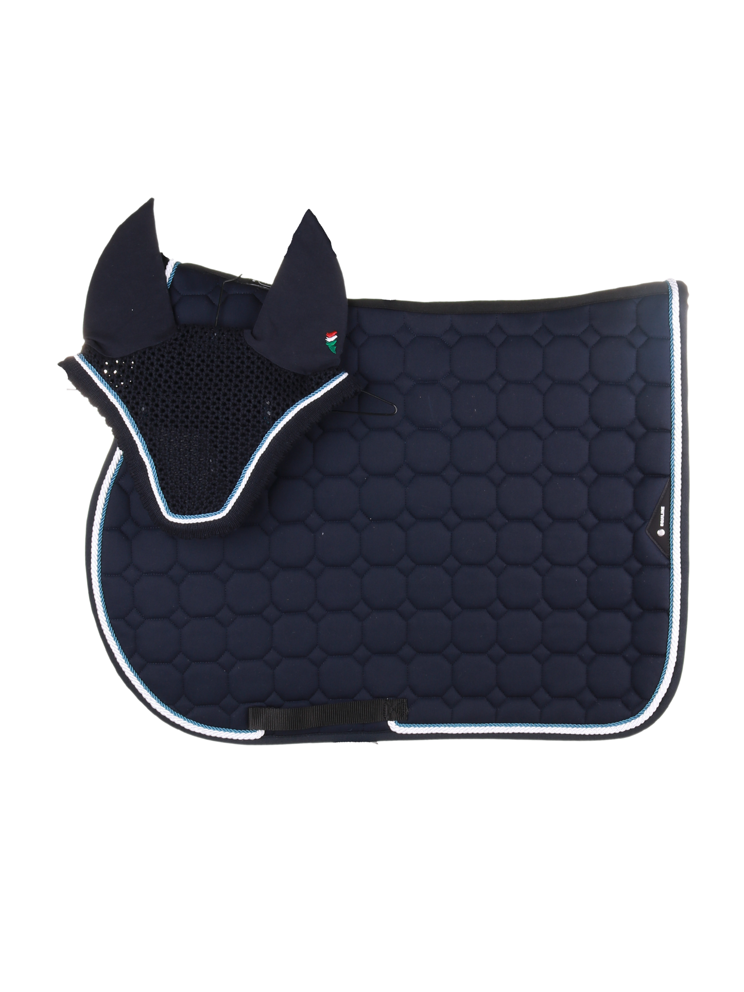 Equiline set zadeldekje en vliegenmuts Navy-Wit-Avio