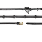 Dyon D Collection rubber teugels met lederen stoppers (16 mm) zwart Zwart Rubber lederen stoppers