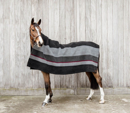 Kentucky Horsewear Heavy Fleecedeken Square Stripes zwart/grijs