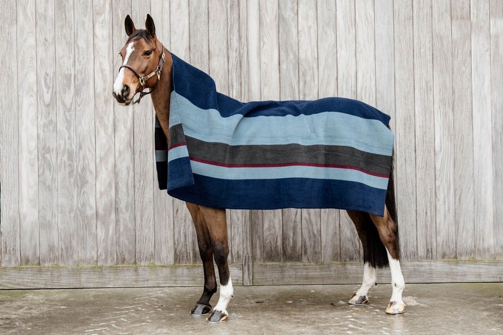 Kentucky Horsewear Heavy Fleecedeken Square Stripes navy/grijs